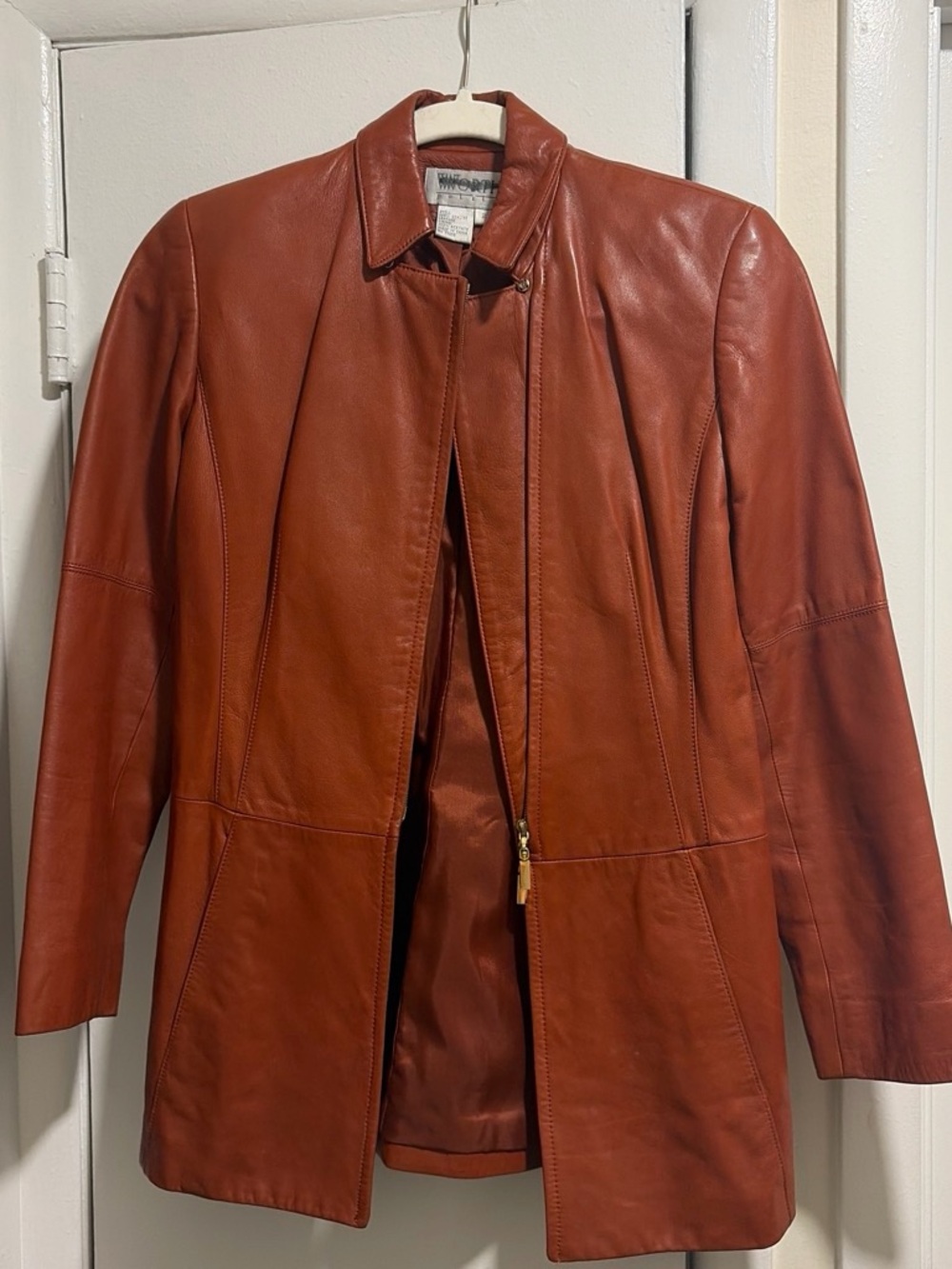 Worth Women's Leather Jacket in Rust